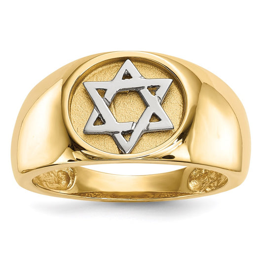 14k Two-Tone Gold Polished Star of David Ring