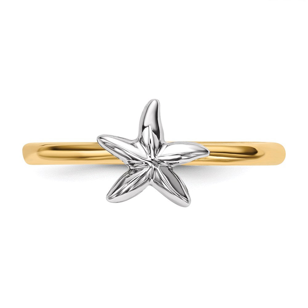 14k Two-Tone Gold Polished Starfish Ring