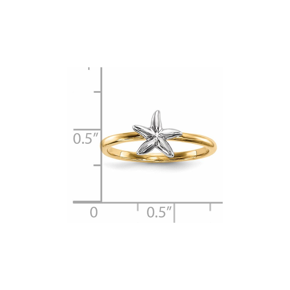 14k Two-Tone Gold Polished Starfish Ring