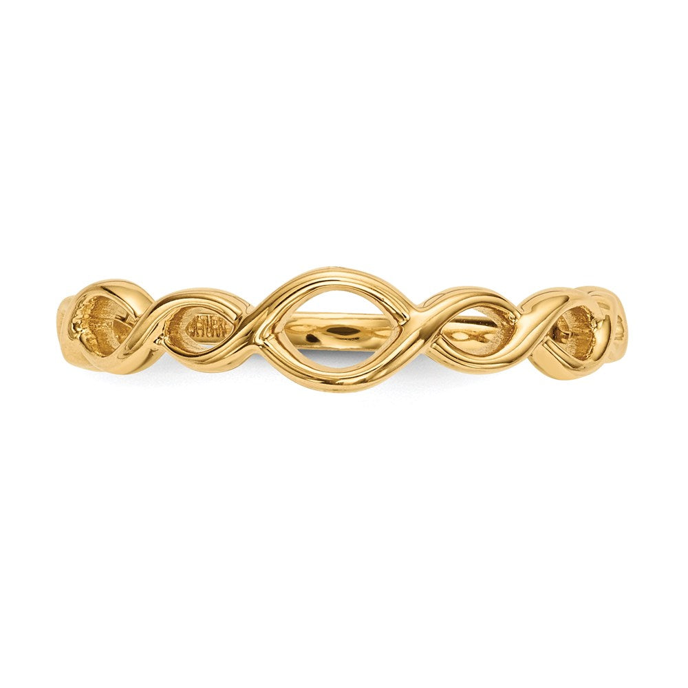 14k Gold Polished Twisted Loops Ring