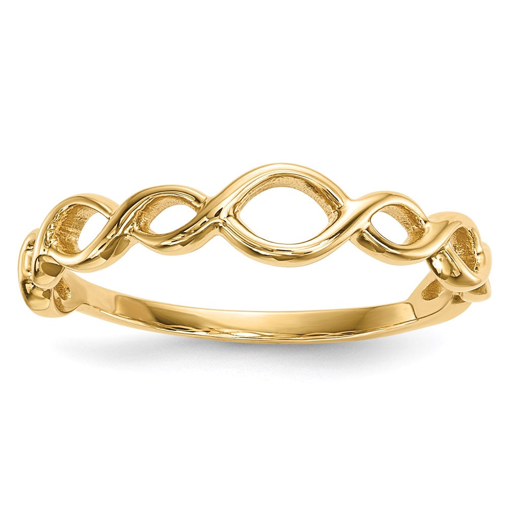 14k Gold Polished Twisted Loops Ring