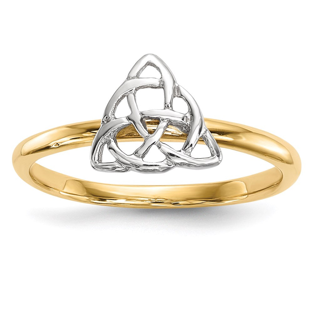 14k Two-Tone Gold Polished Trinity Knot Ring