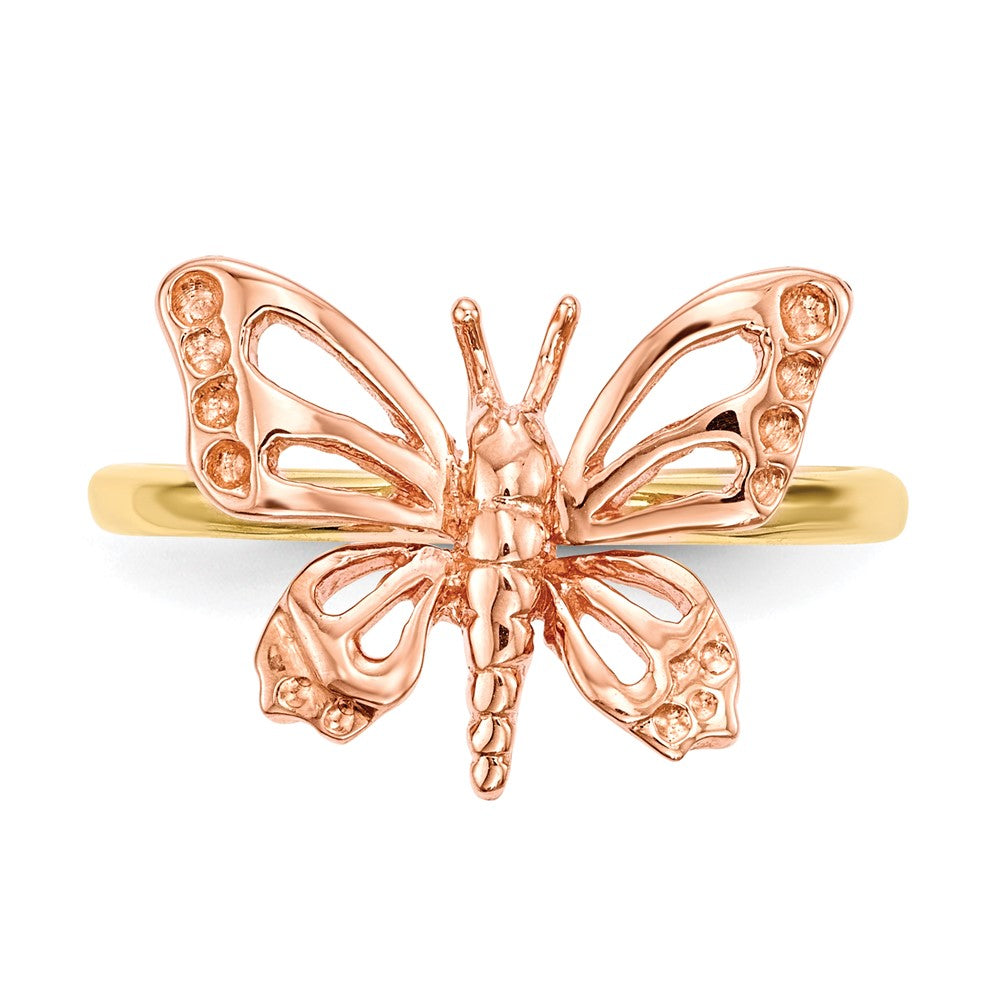 14k Two-Tone Gold Polished Butterfly Ring