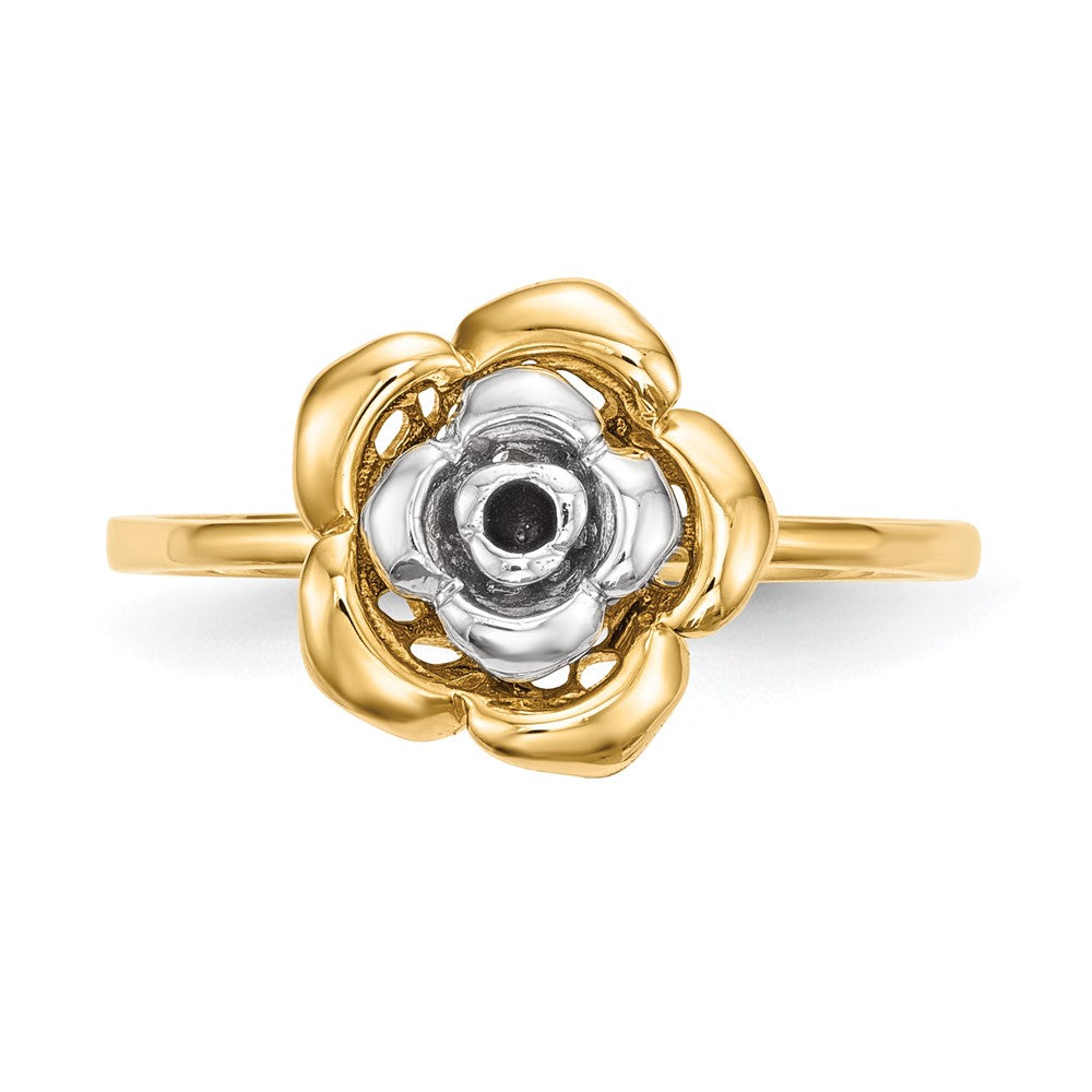 14k Two-Tone Gold Polished Flower Ring