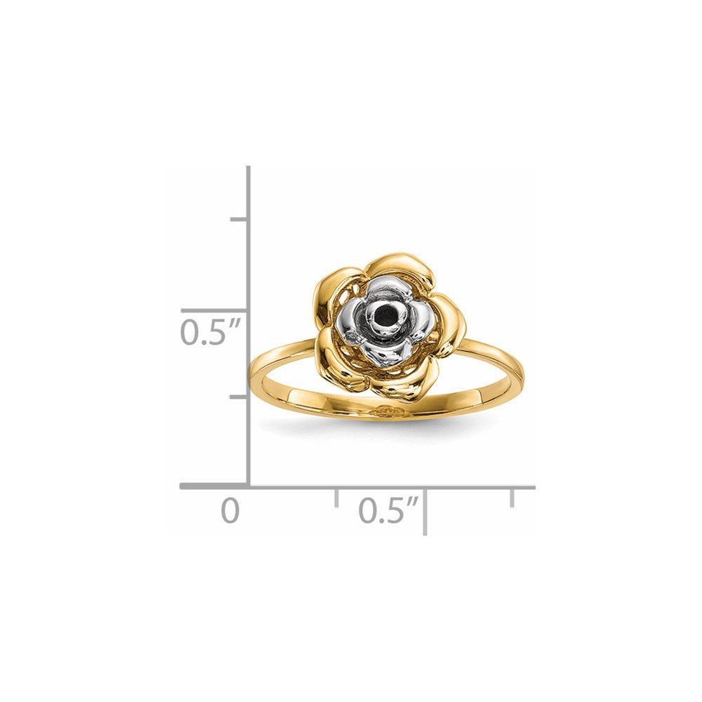 14k Two-Tone Gold Polished Flower Ring