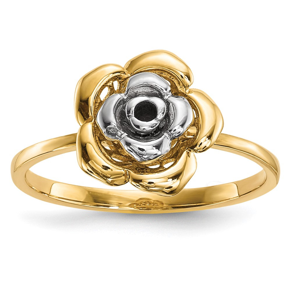 14k Two-Tone Gold Polished Flower Ring