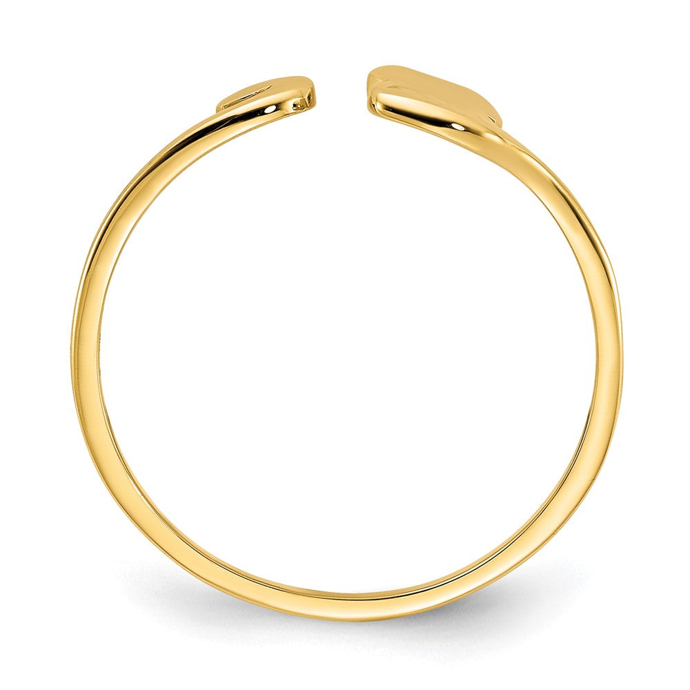 14k Gold Polished Cat Adjustable Cuff Ring