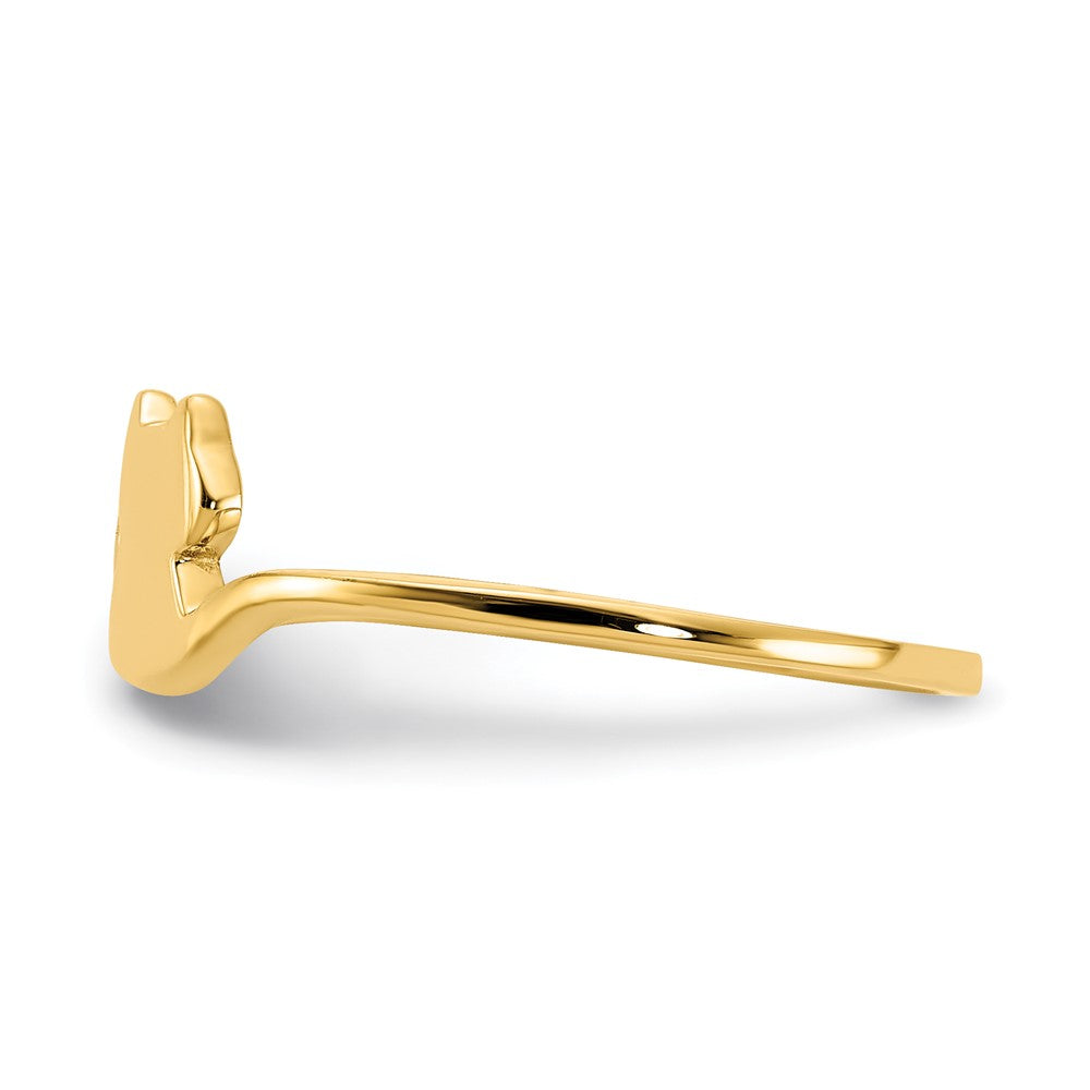 14k Gold Polished Cat Adjustable Cuff Ring