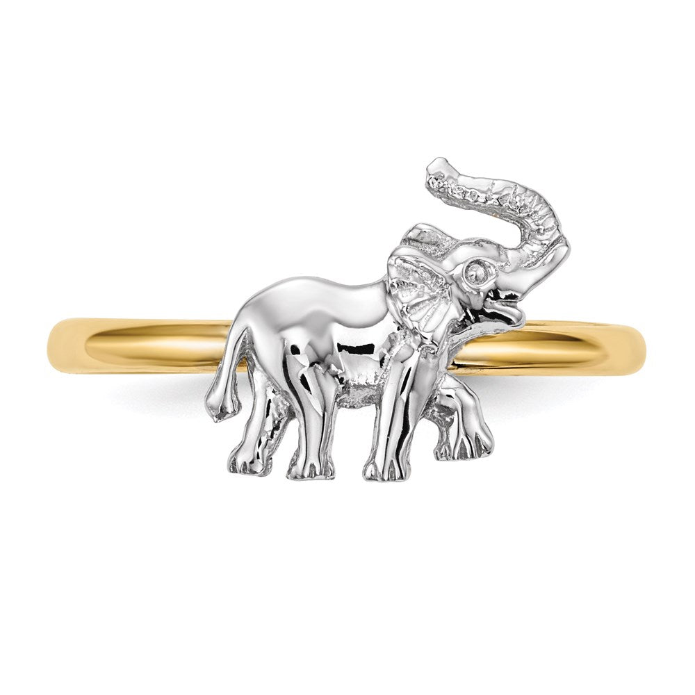 14k Two-Tone Gold Polished Elephant Ring