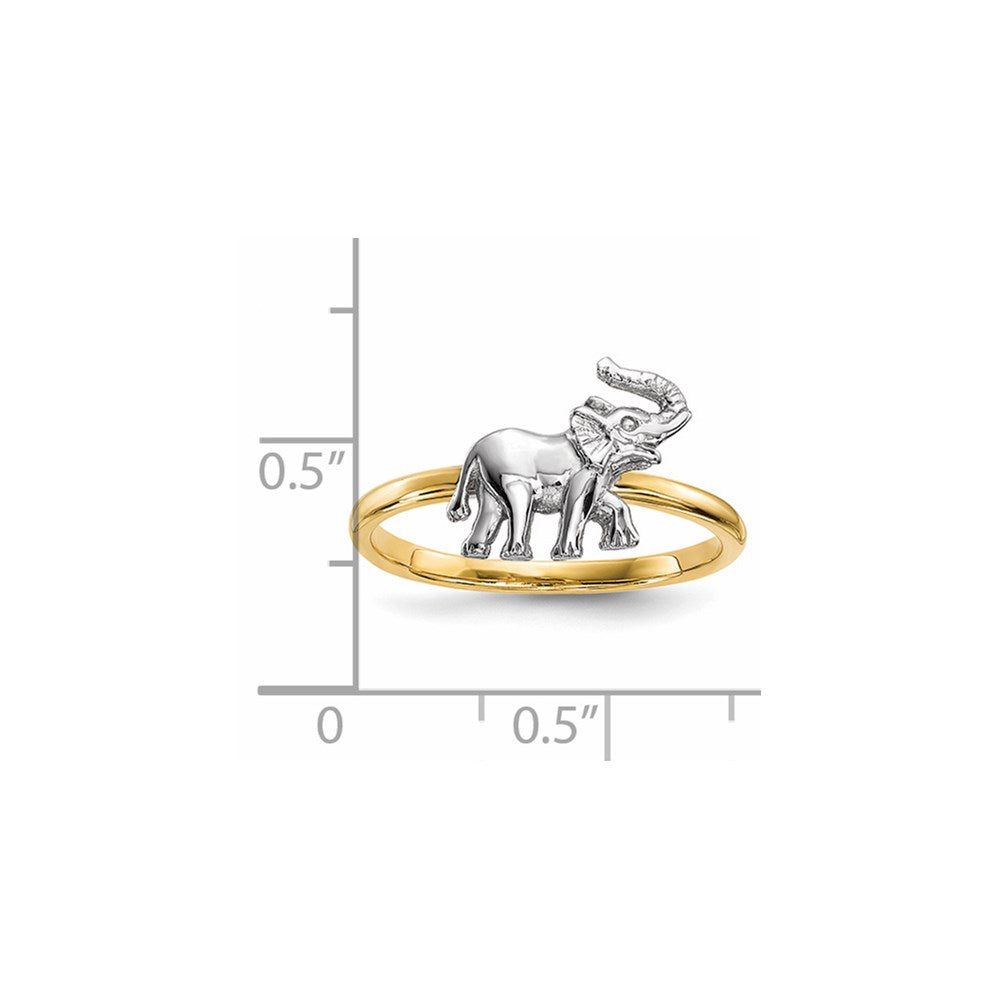 14k Two-Tone Gold Polished Elephant Ring