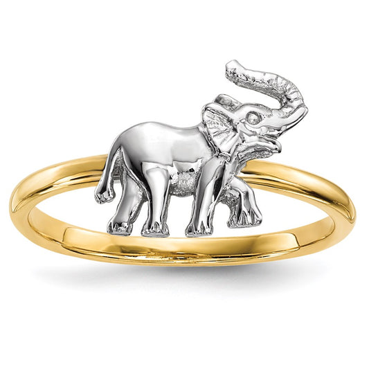 14k Two-Tone Gold Polished Elephant Ring