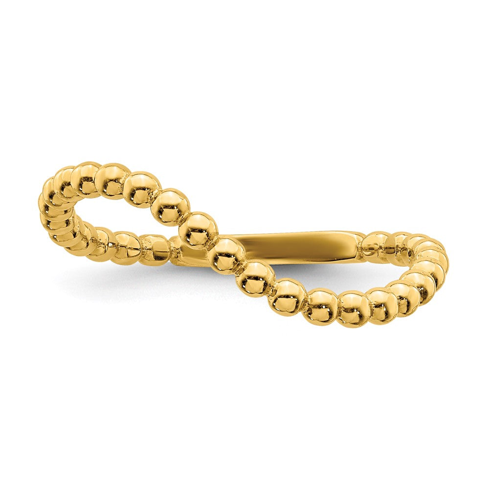 14K Yellow Gold Beaded Waved Ring