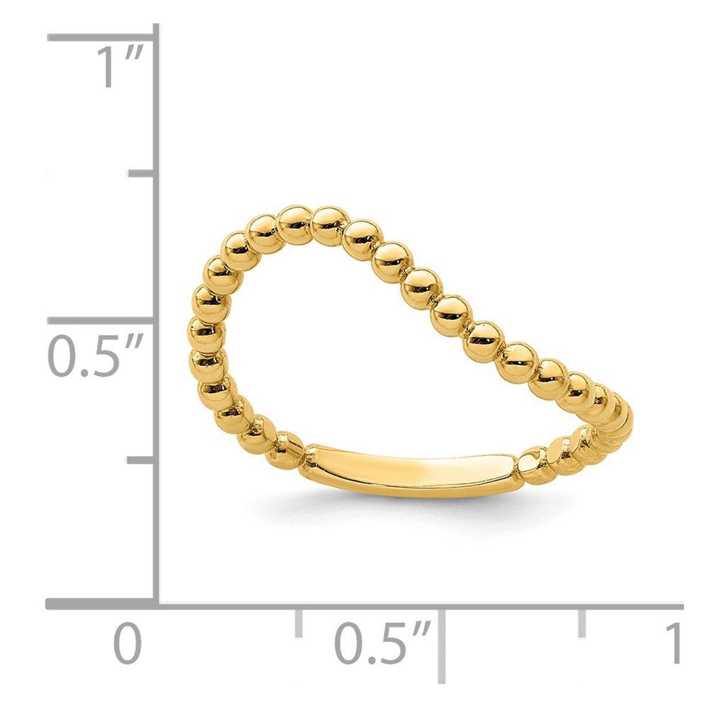 14K Yellow Gold Beaded Waved Ring