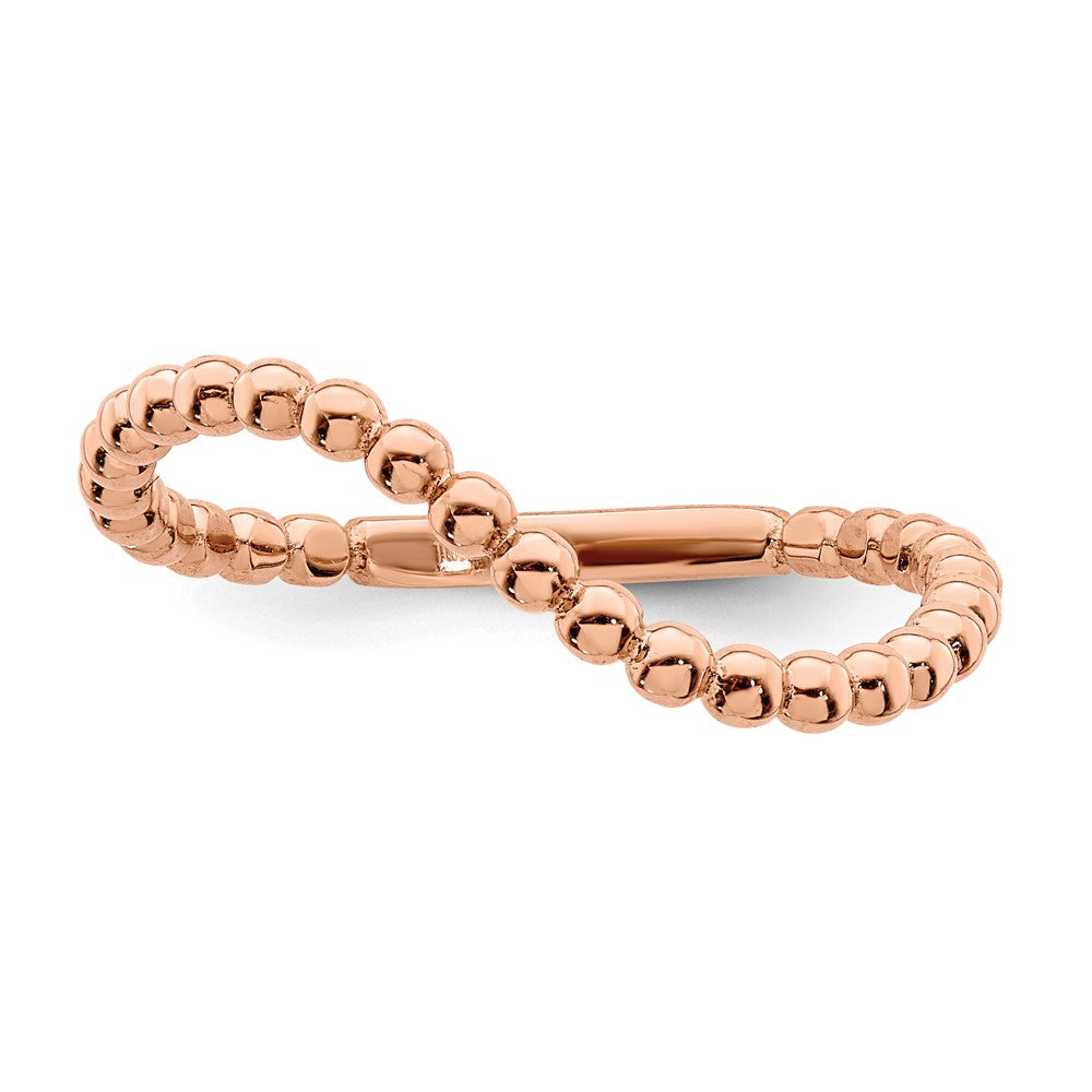 14K Rose Gold Beaded Waved Ring