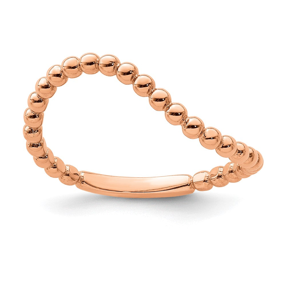 14K Rose Gold Beaded Waved Ring