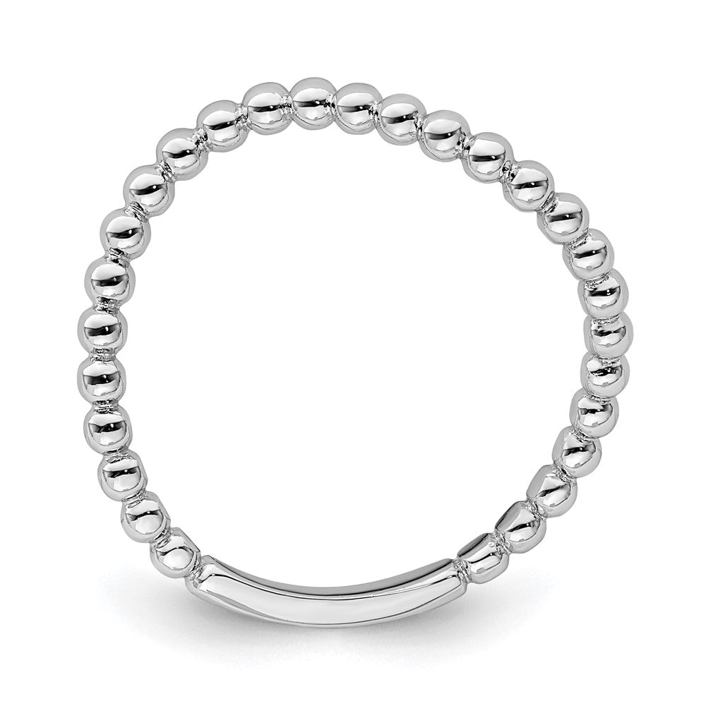 14K White Gold Beaded Waved Ring