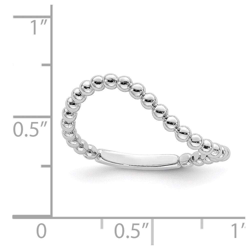 14K White Gold Beaded Waved Ring