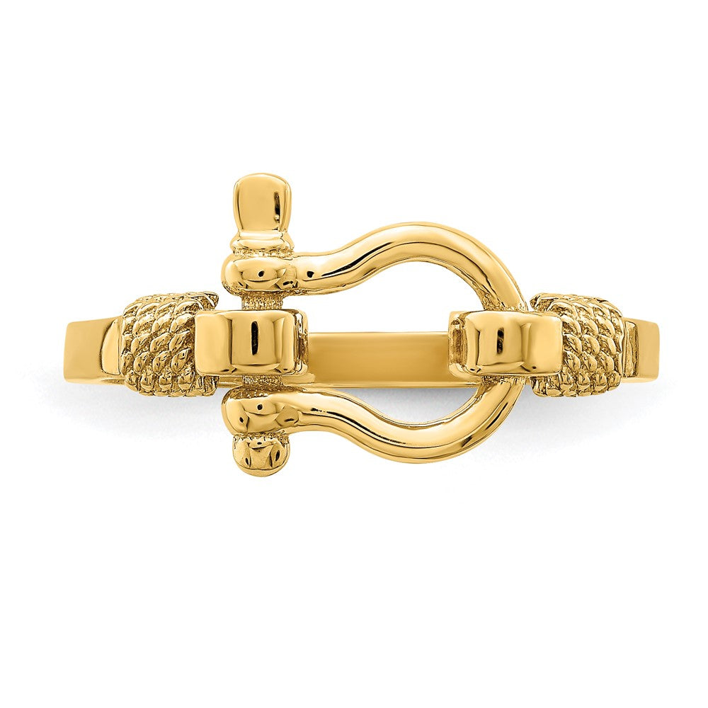 14K Yellow Gold Shackle w/ Rope Edge Ring (Size 7)