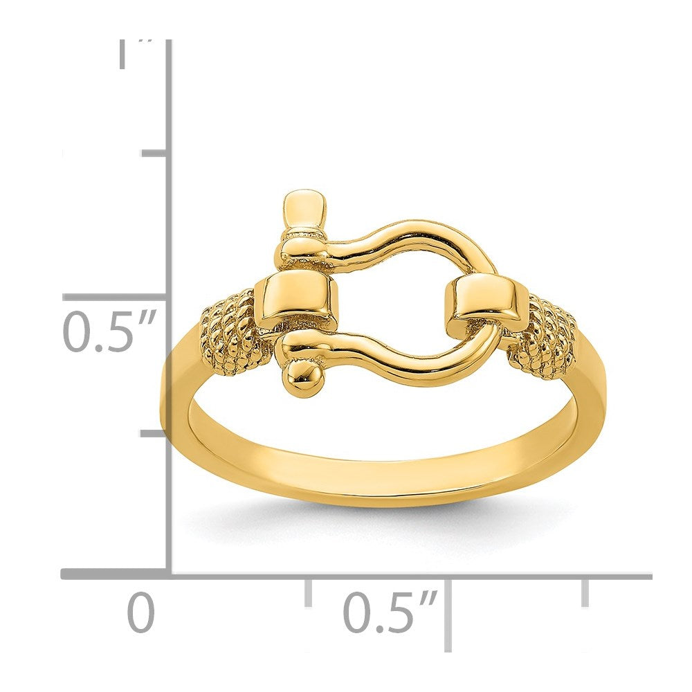 14K Yellow Gold Shackle w/ Rope Edge Ring (Size 7)