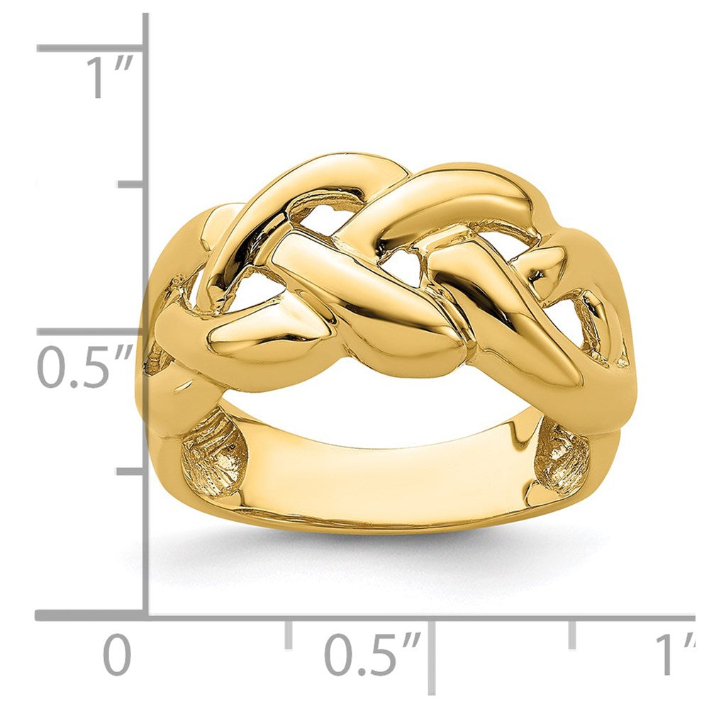 14K Yellow Gold Polished Entwined Braided Ring