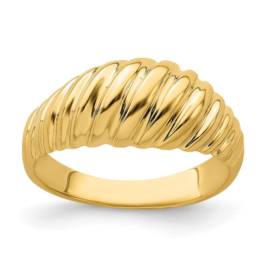 14K Yellow Gold Polished Shrimp Dome Ring