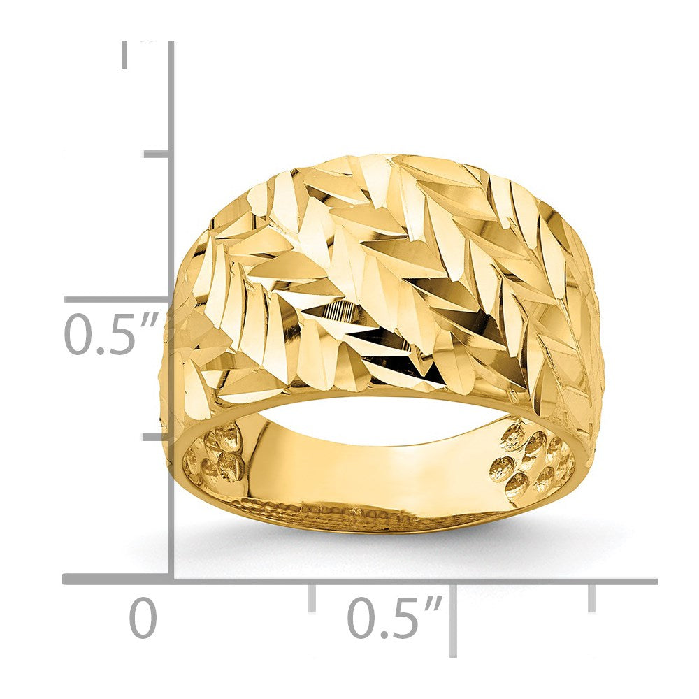 14K Yellow Gold D/C Arrow Slash Dome Ring