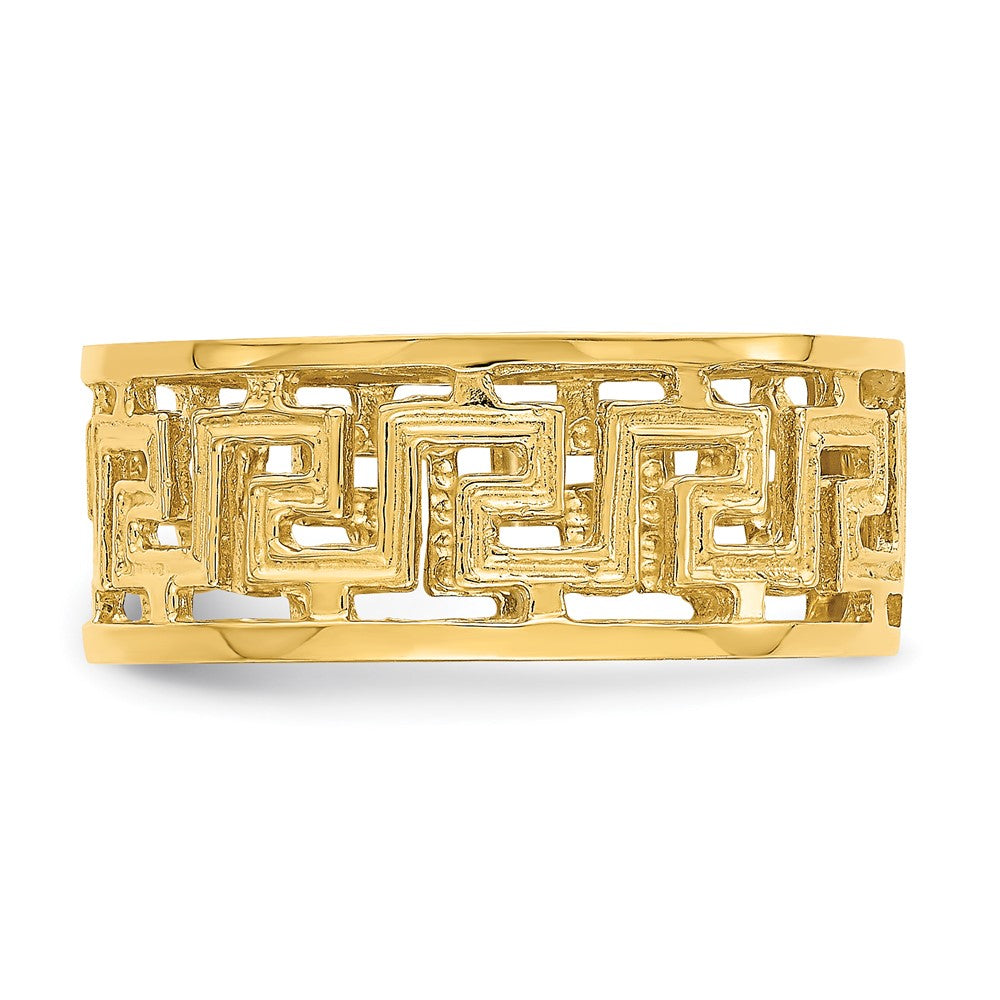 14K Yellow Gold Polished Cut Out Greek Key Design Band