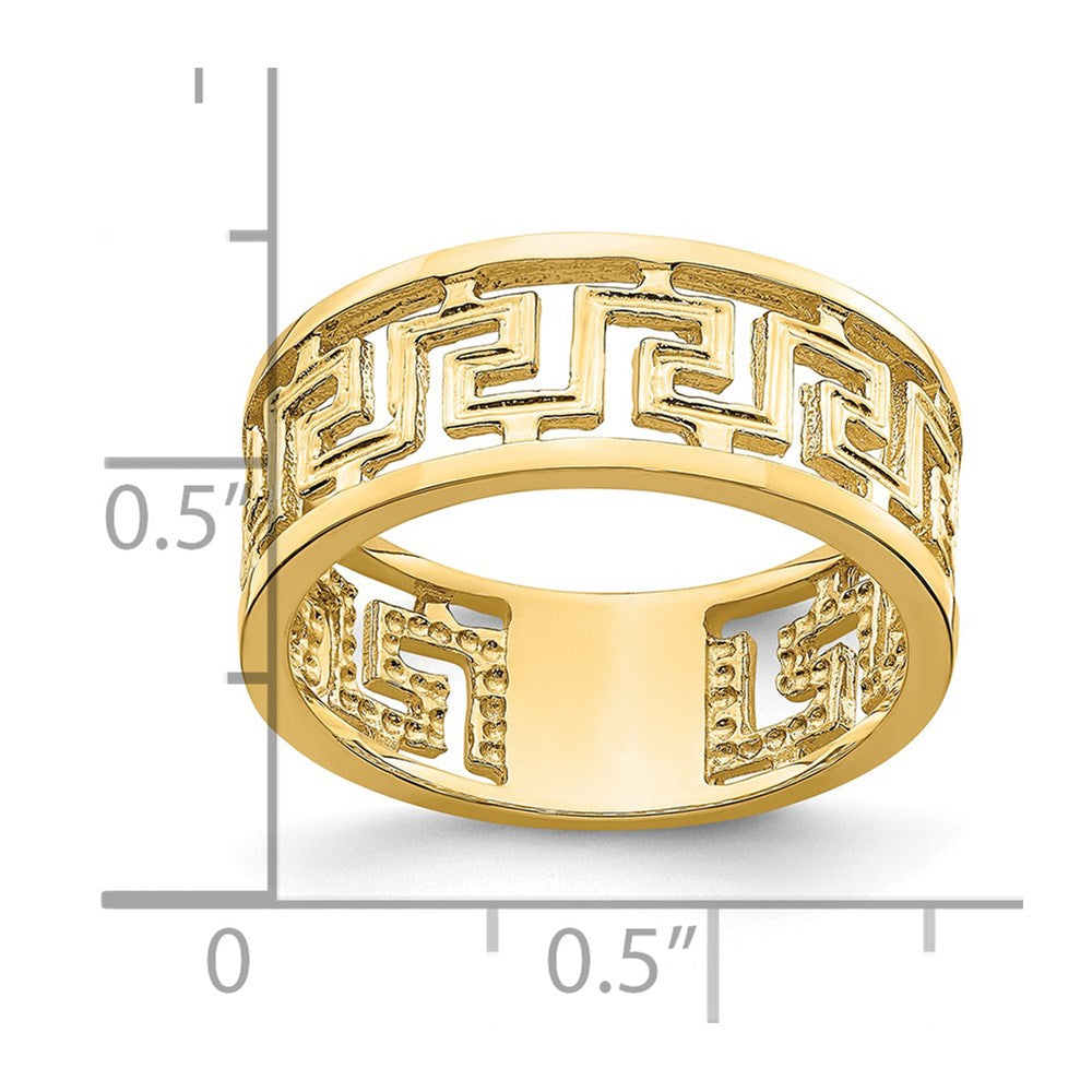 14K Yellow Gold Polished Cut Out Greek Key Design Band