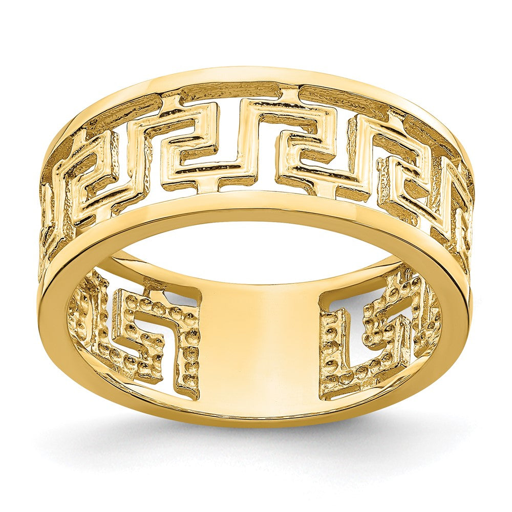 14K Yellow Gold Polished Cut Out Greek Key Design Band