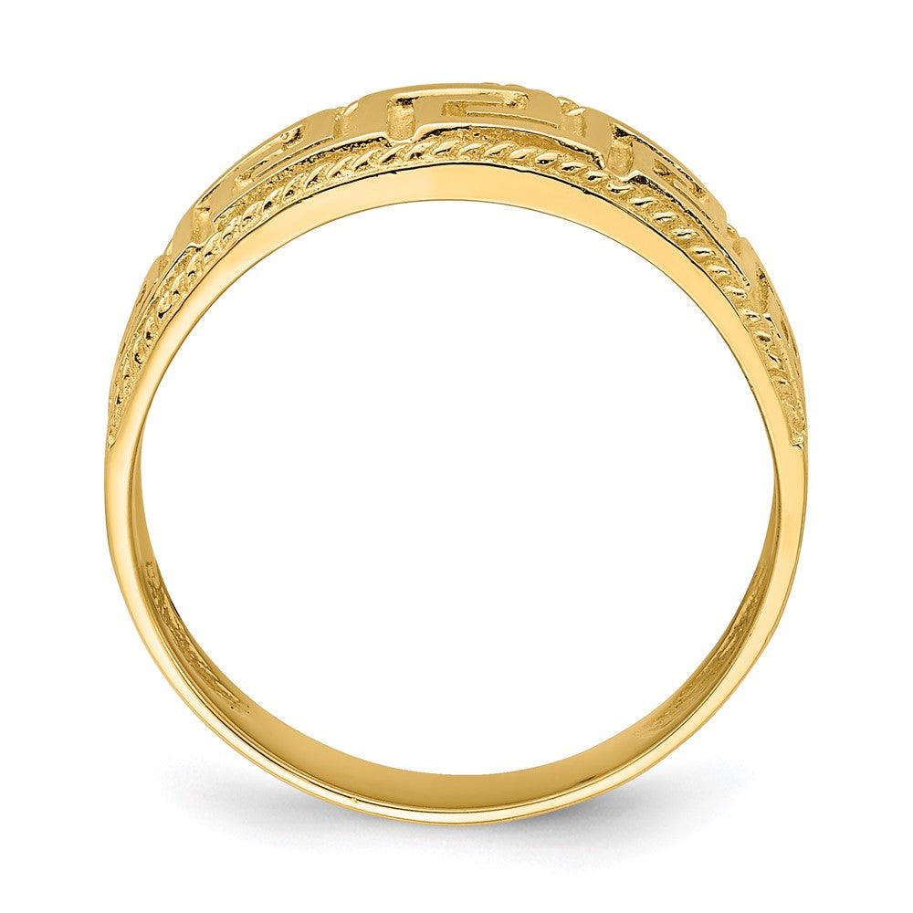 14K Yellow Gold Greek Key Pattern Dome Ring