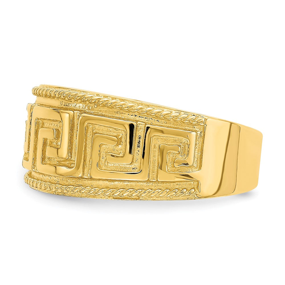 14K Yellow Gold Greek Key Pattern Dome Ring