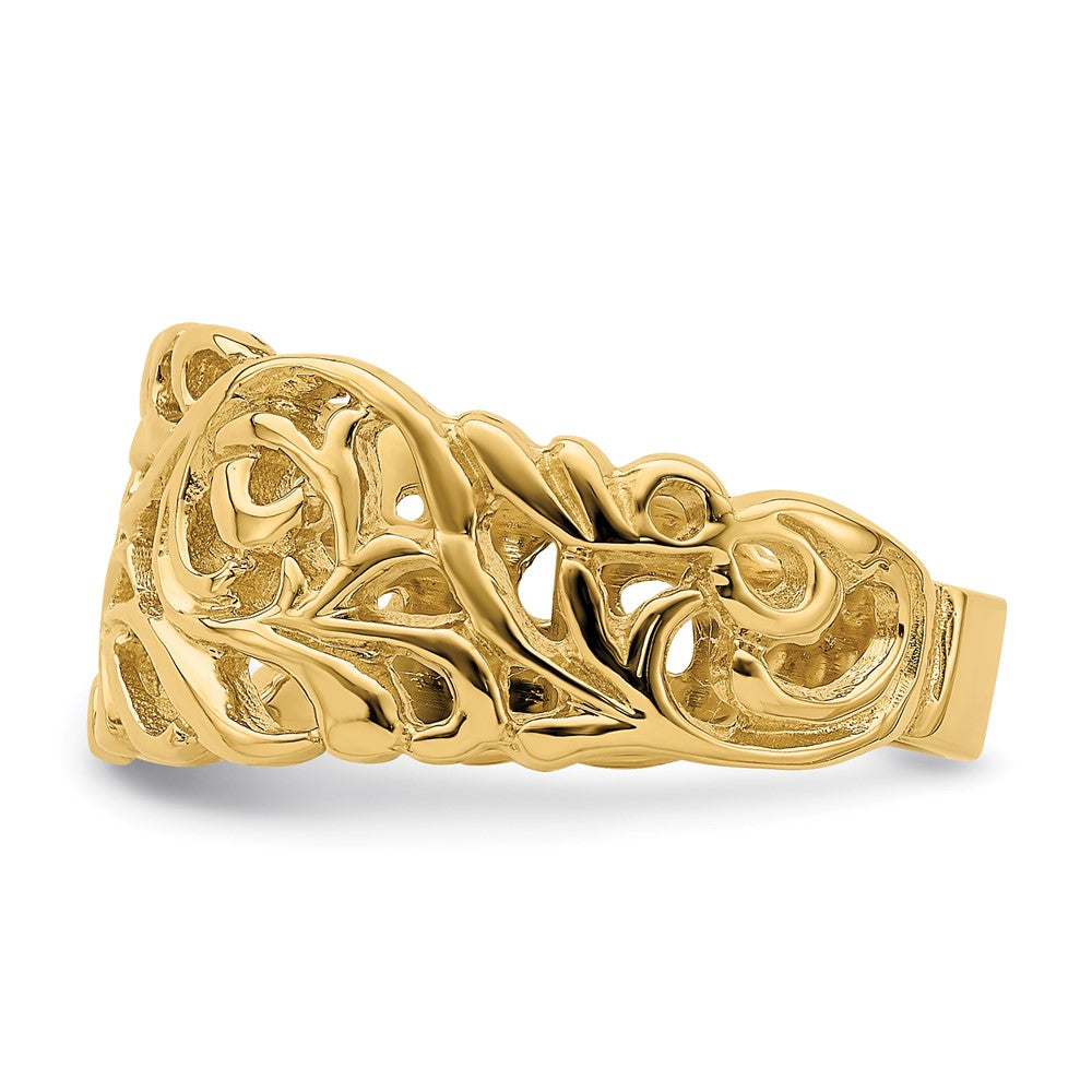 14K Yellow Gold Cut-Out Scroll Band Ring