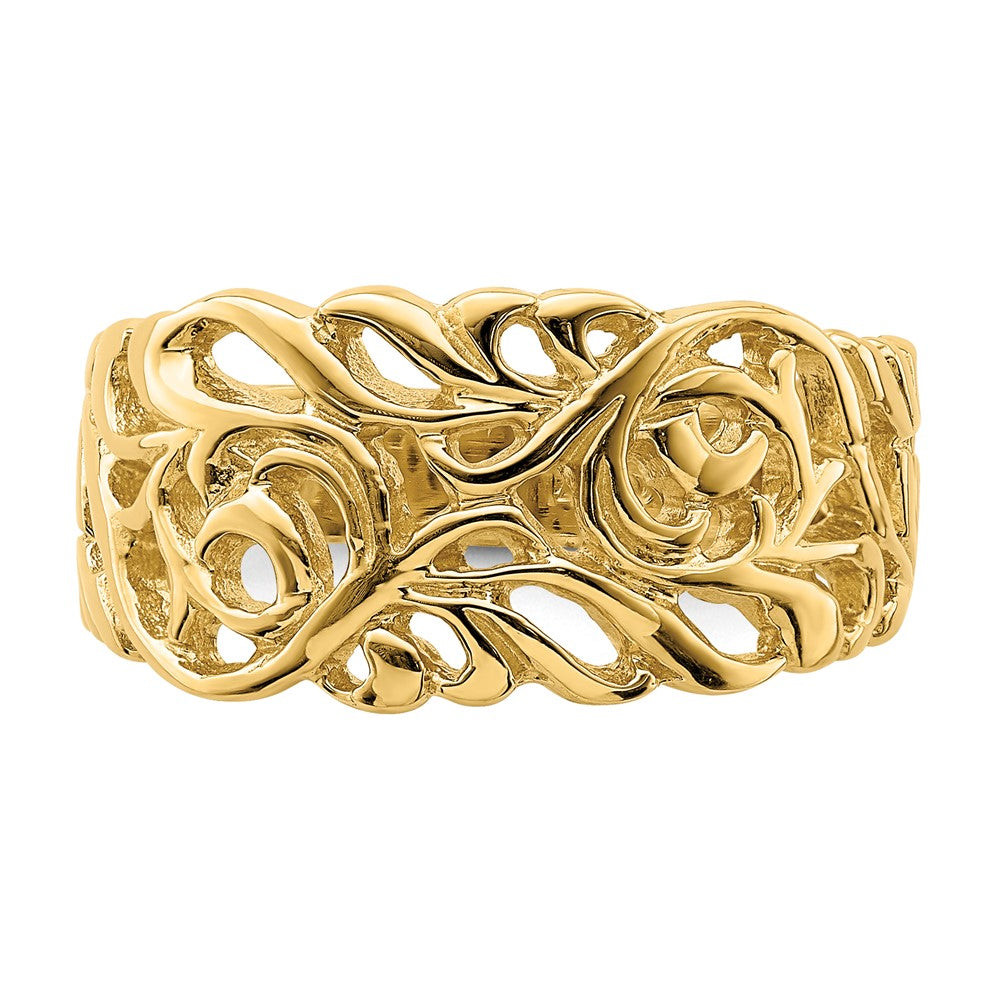 14K Yellow Gold Cut-Out Scroll Band Ring