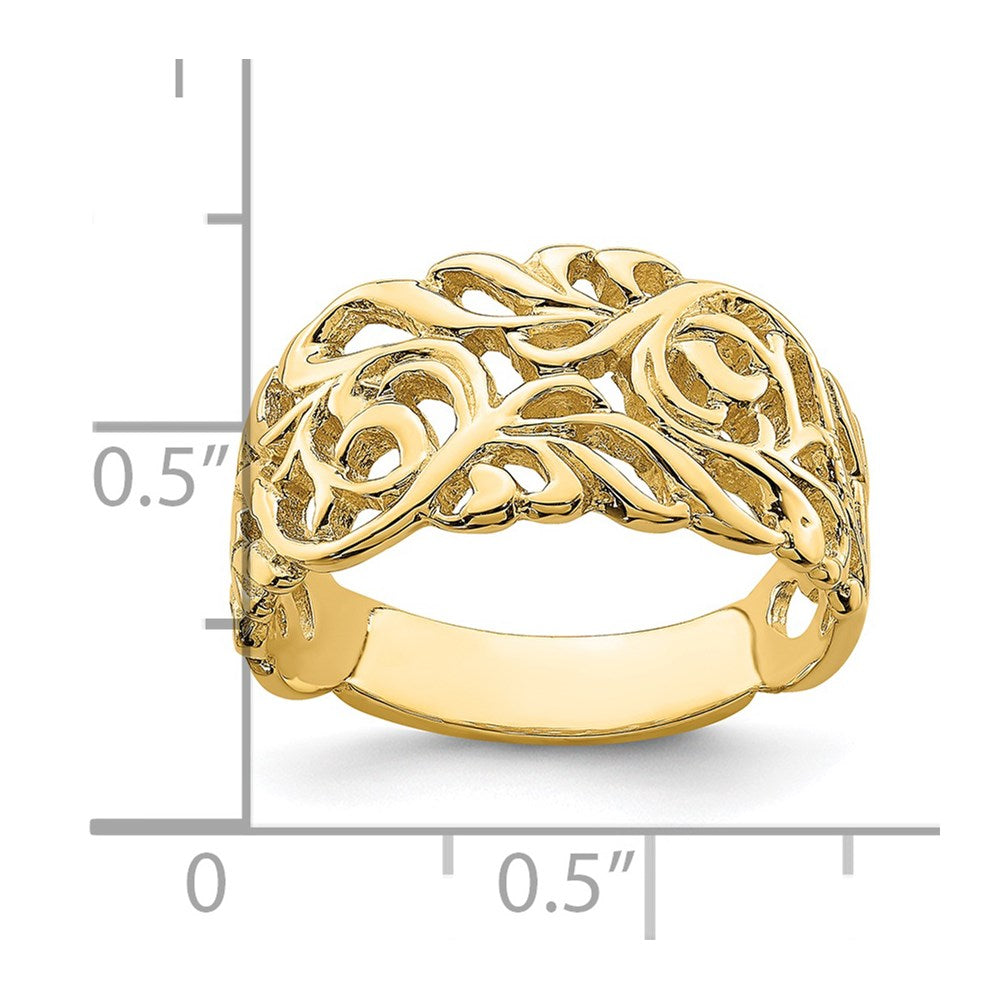 14K Yellow Gold Cut-Out Scroll Band Ring