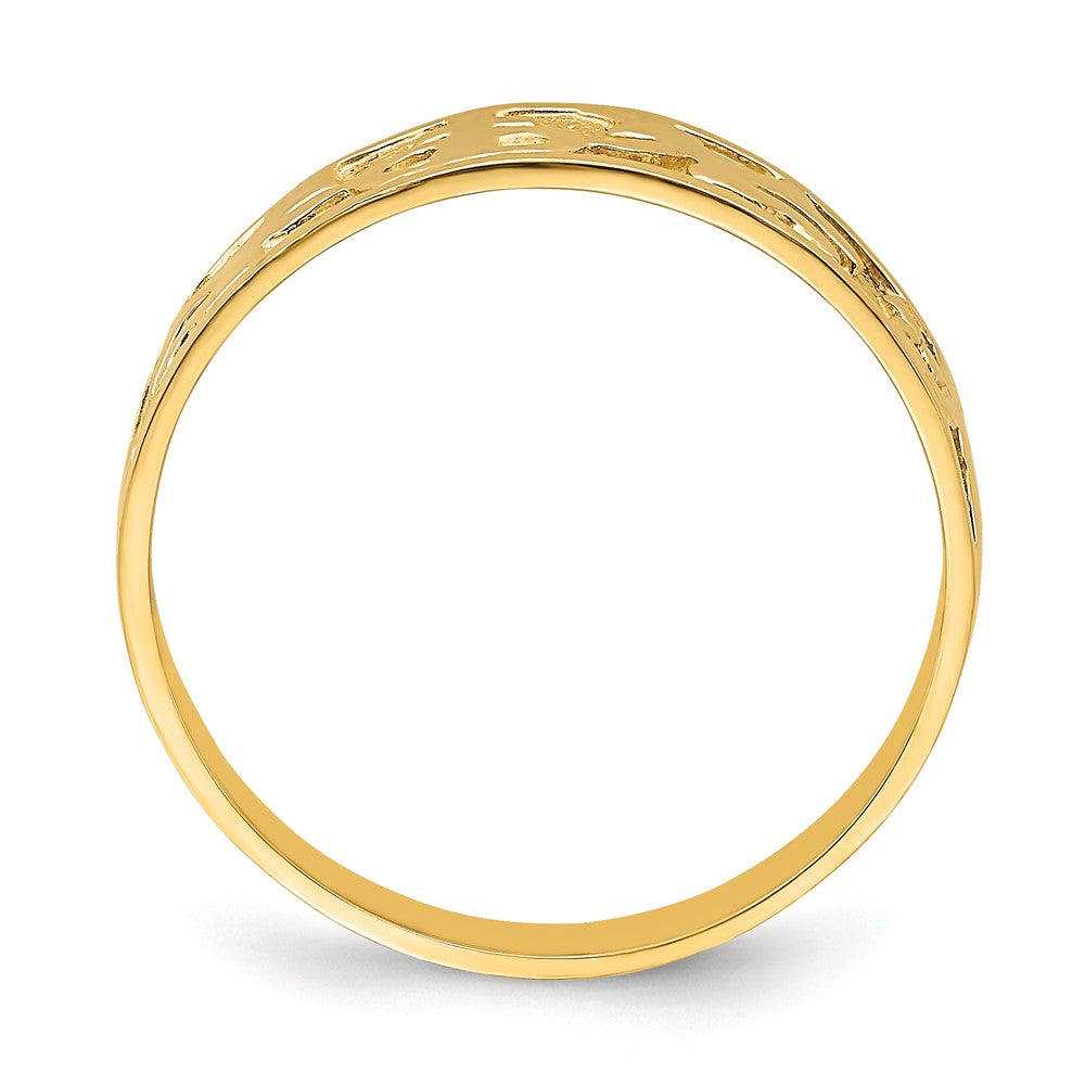 14K Yellow Gold Textured and Polished Dove Engraved Band