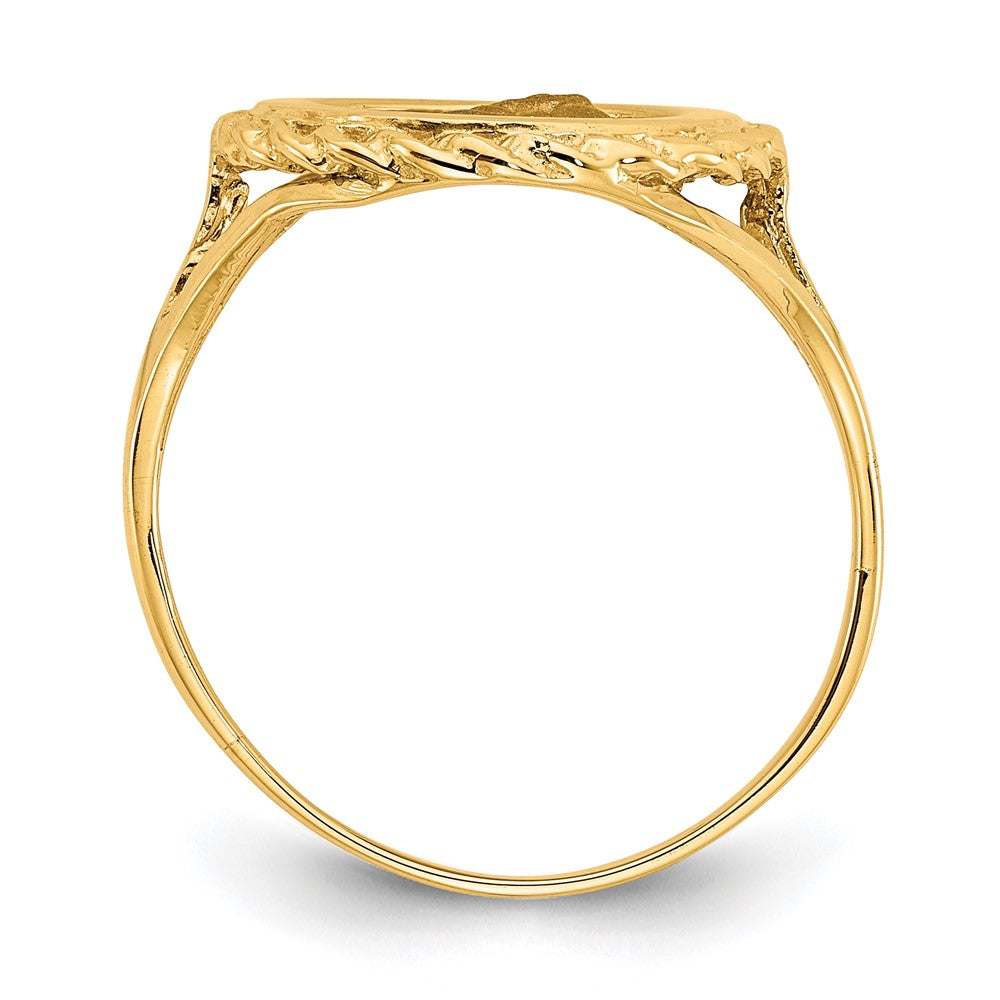 14k Yellow Gold Angel Coin w/ Rope Frame Ring