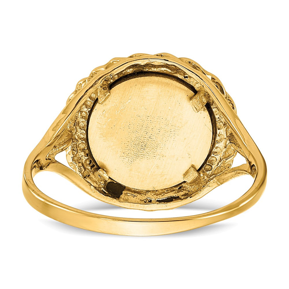 14k Yellow Gold Angel Coin w/ Rope Frame Ring