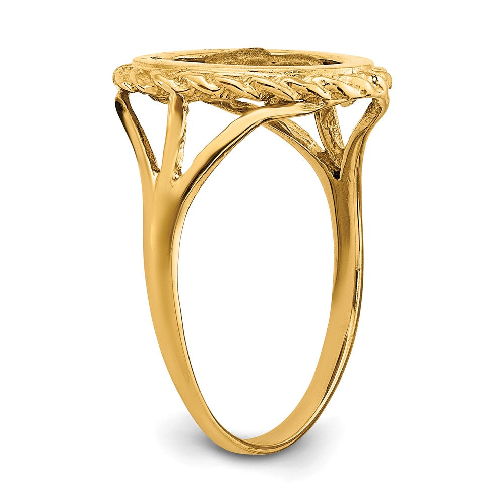 14k Yellow Gold Angel Coin w/ Rope Frame Ring