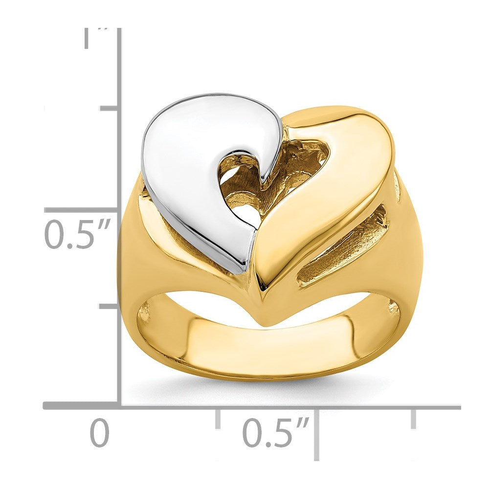 14k Two-Tone Gold Polished Heart Ring