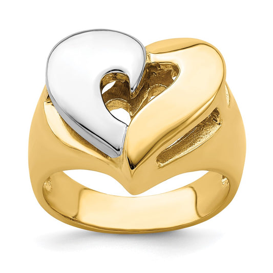 14k Two-Tone Gold Polished Heart Ring