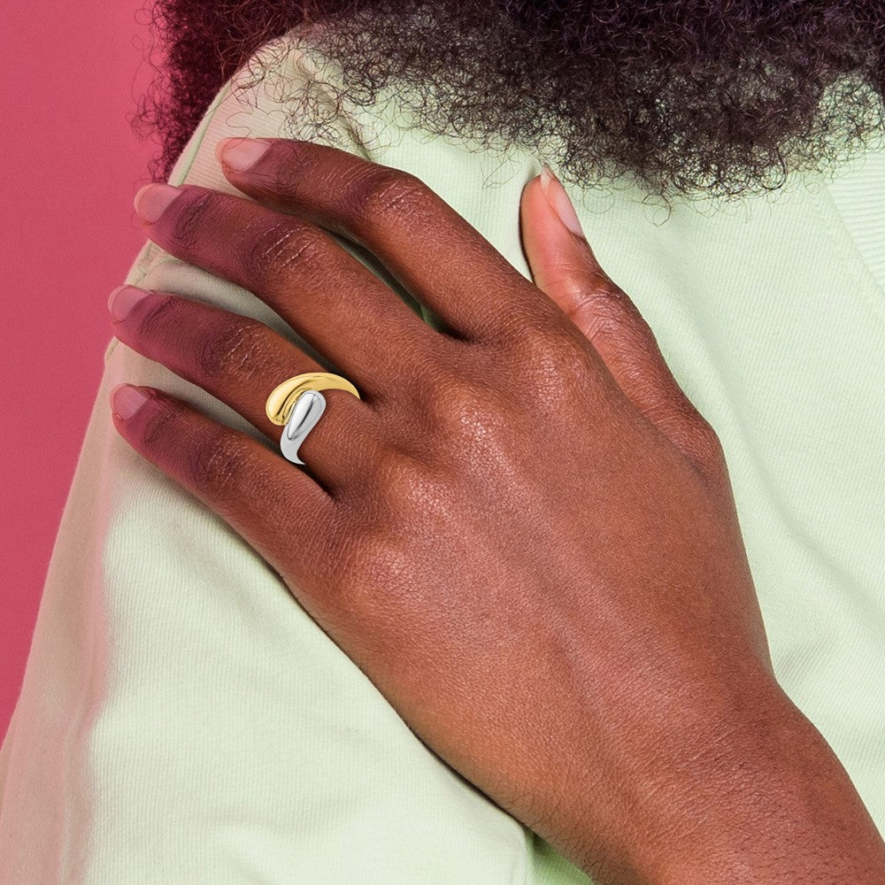 14k Two-Tone Gold Polished Bypass Ring