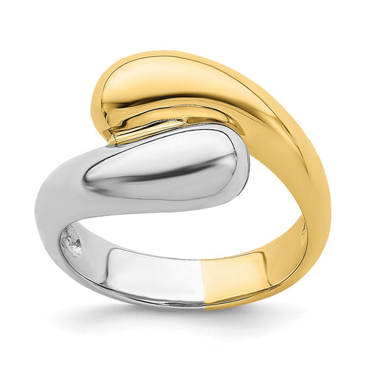 14k Two-Tone Gold Polished Bypass Ring