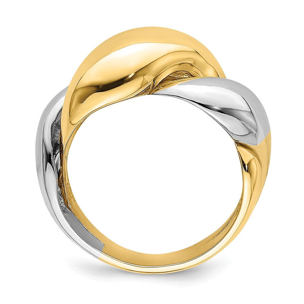 14k Two-Tone Gold Polished Twisted Dome Ring