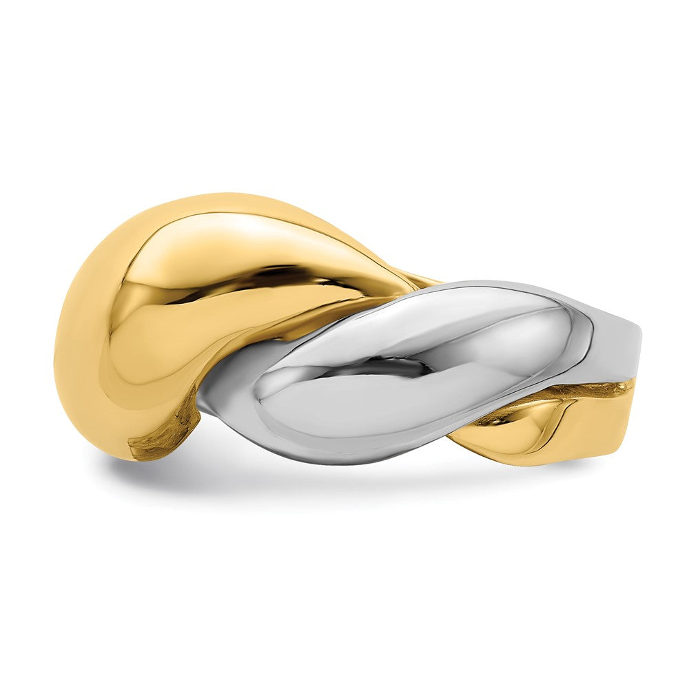 14k Two-Tone Gold Polished Twisted Dome Ring