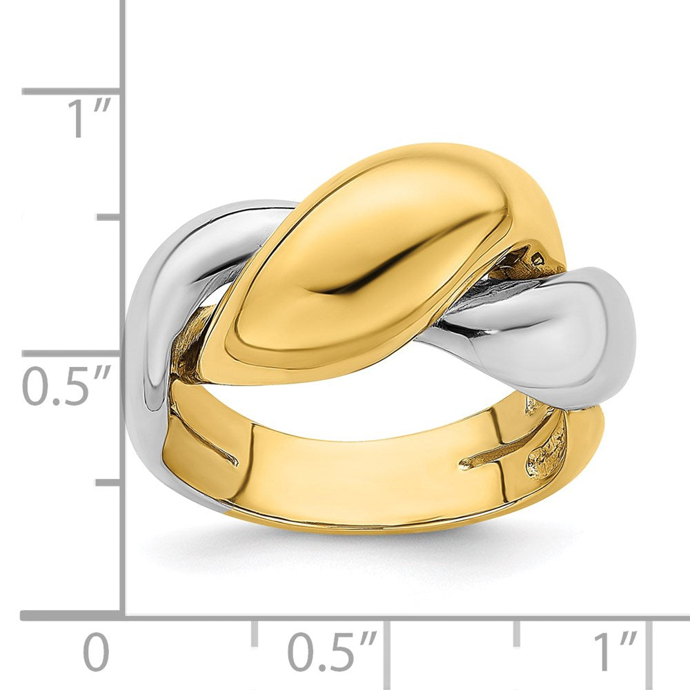 14k Two-Tone Gold Polished Twisted Dome Ring