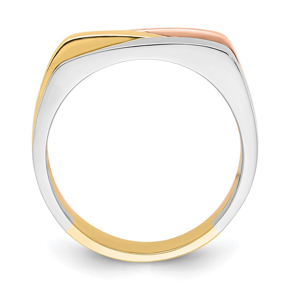 14k Tri-color Gold Contemporary Flat Top Band