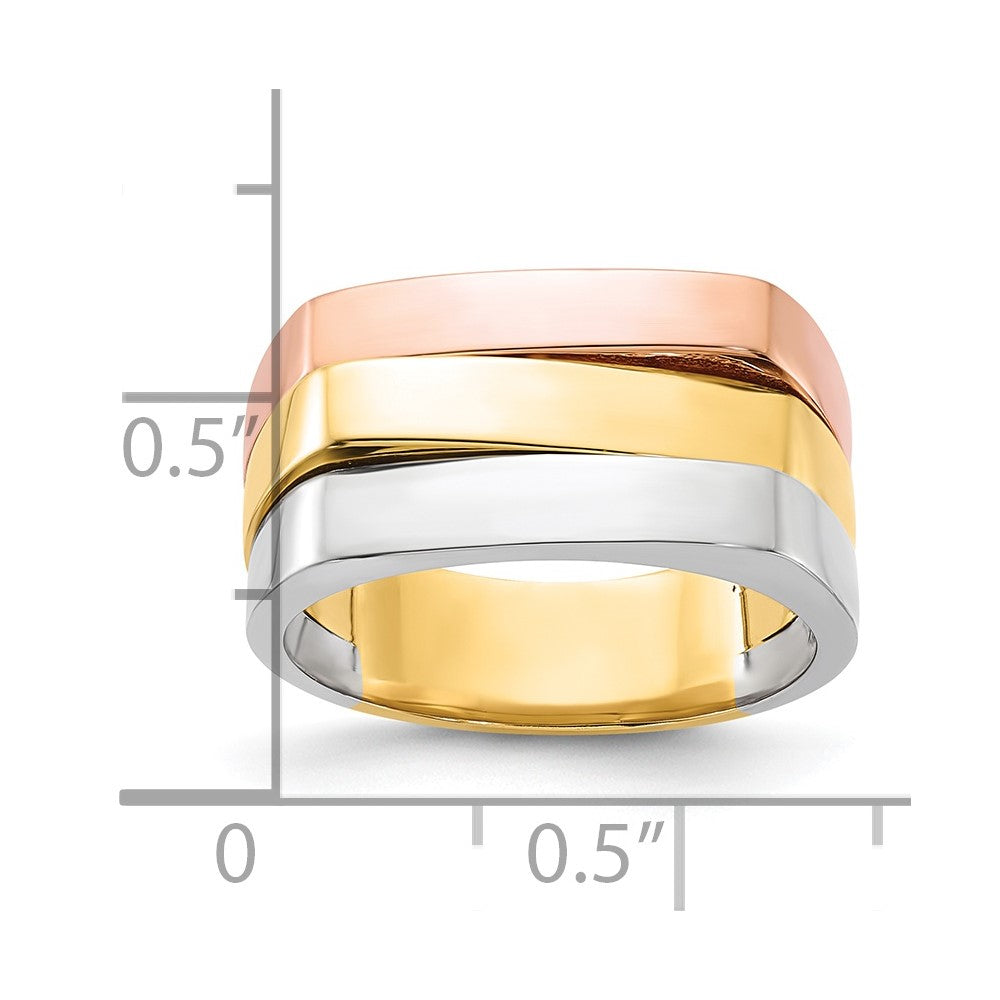 14k Tri-color Gold Contemporary Flat Top Band