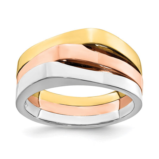 14k Tri-color Gold Triple Peaked Top Band