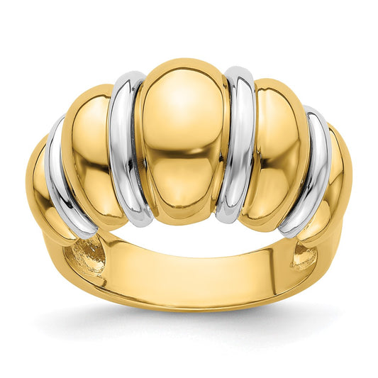 14k Two-Tone Gold Shrimp Dome Ring