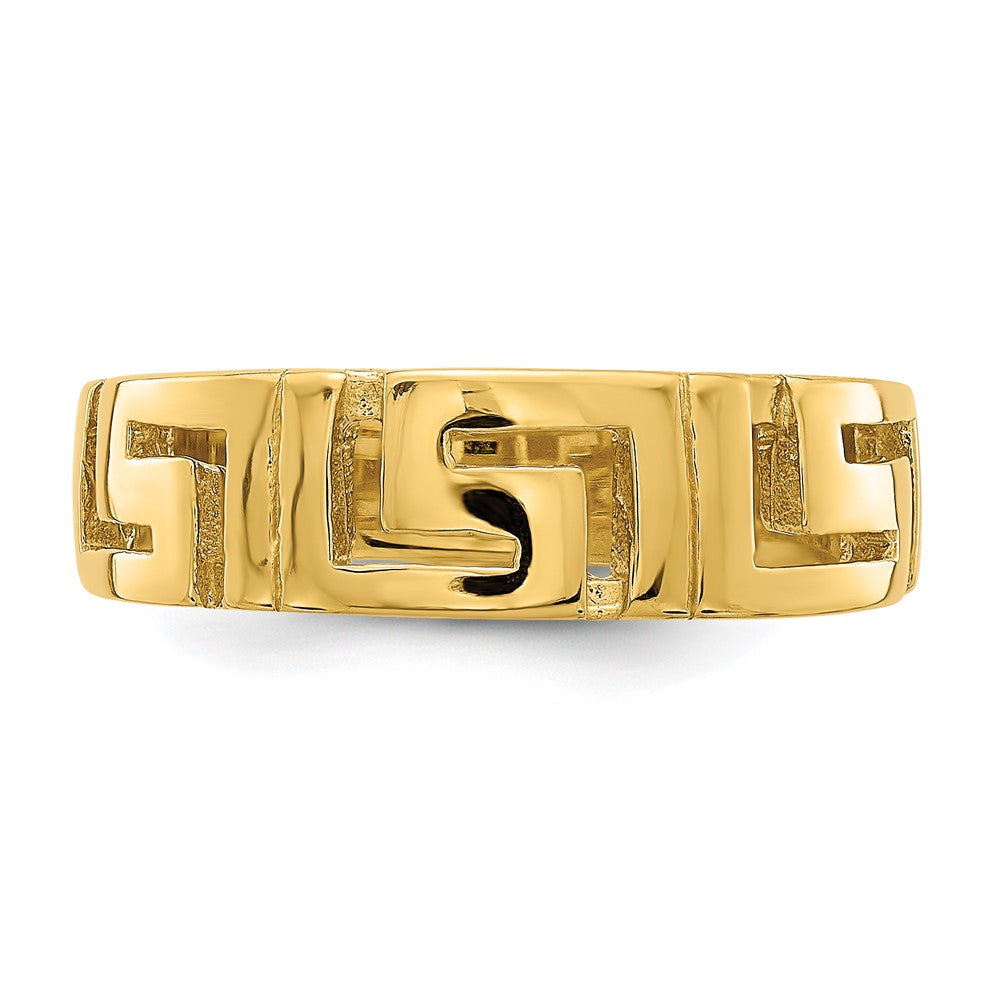 14K Yellow Gold Greek Key Band w/ Tapered Shank Ring